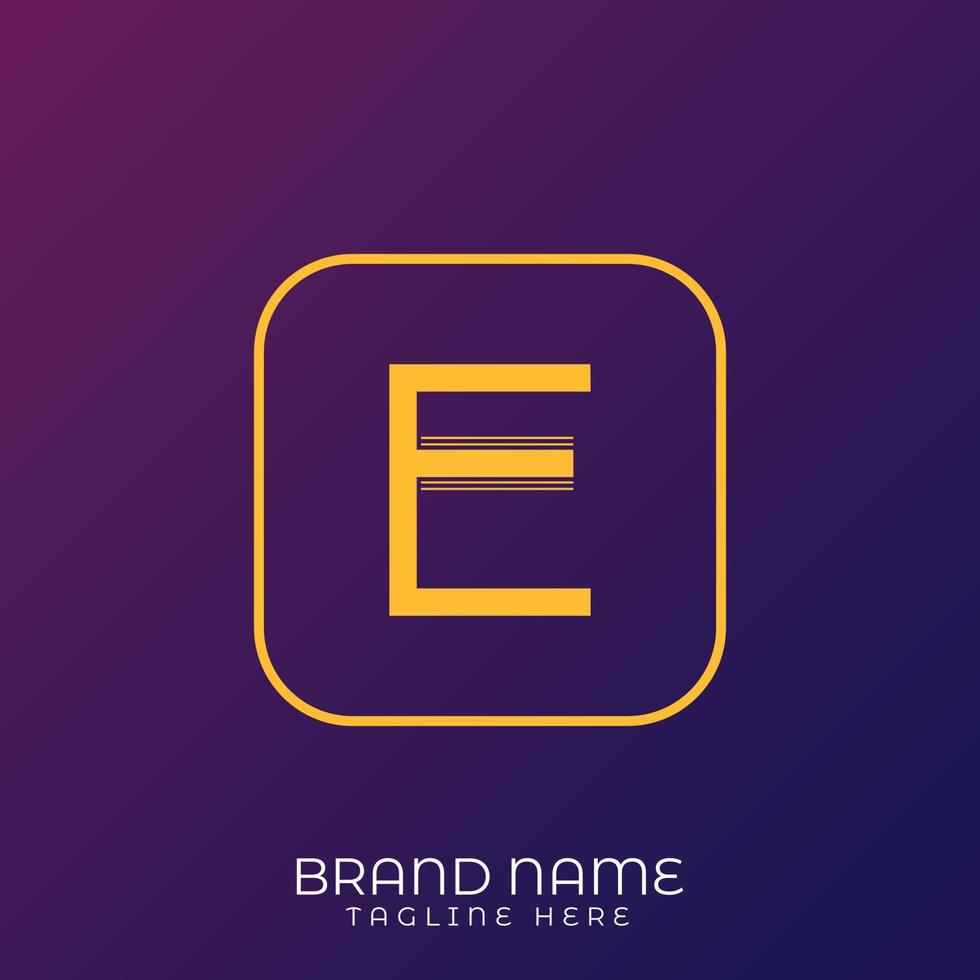 E Letter initial logo template, alphabet with gradient background vector