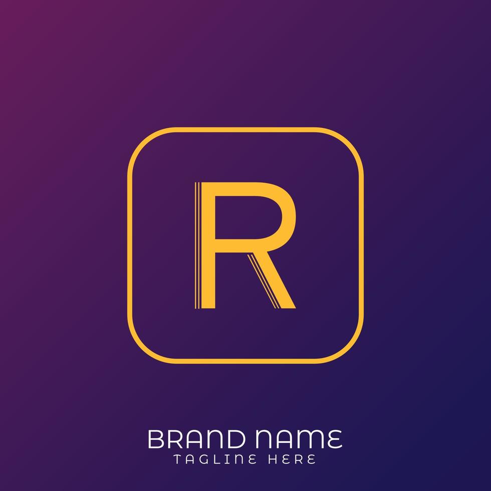 R Letter initial logo template, alphabet with gradient background vector