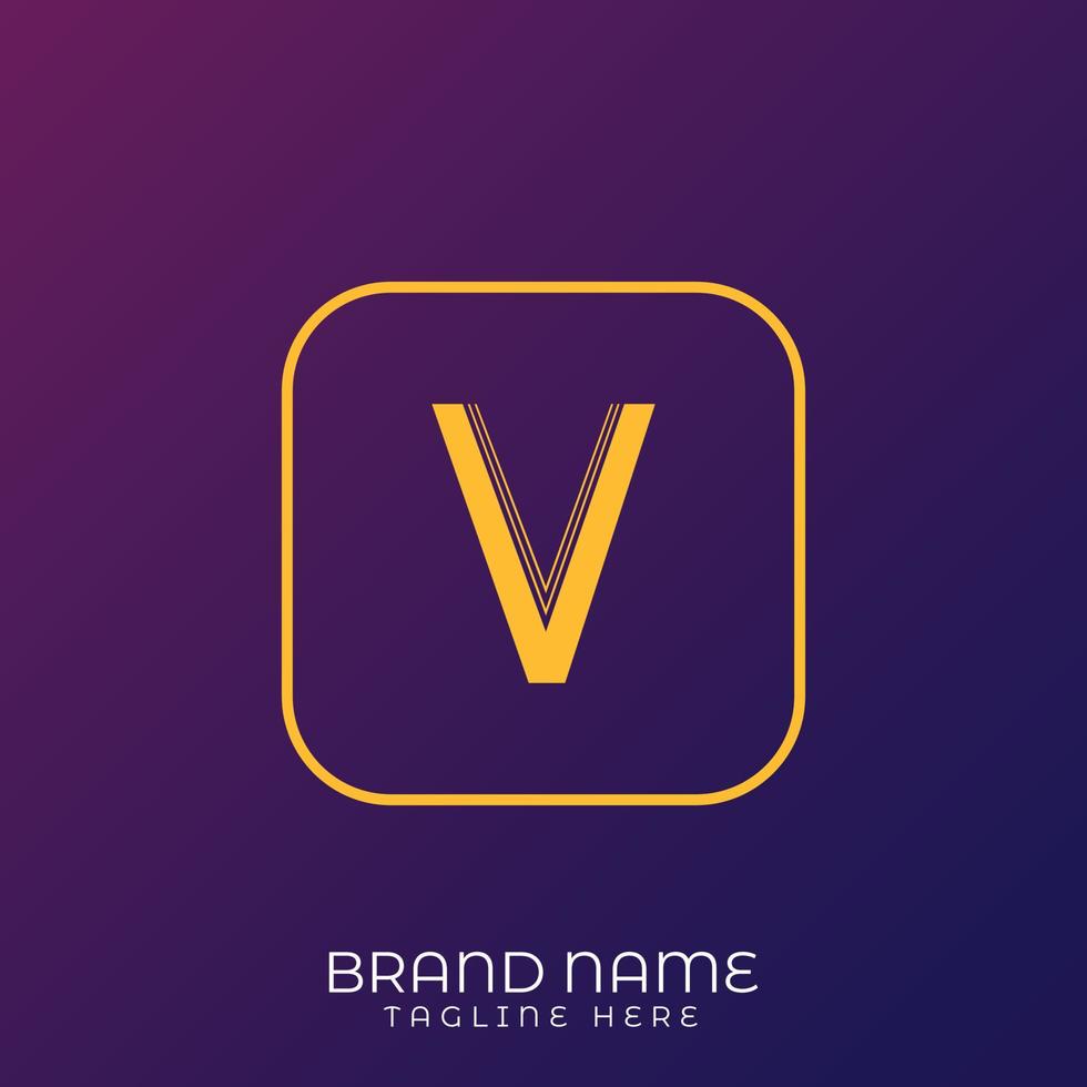 V Letter initial logo template, alphabet with gradient background vector