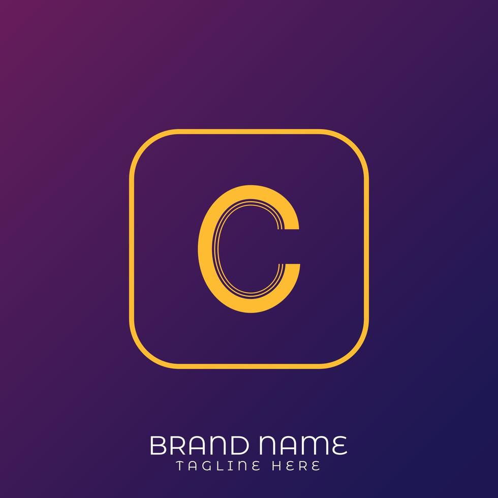 C Letter initial logo template, alphabet with gradient background vector