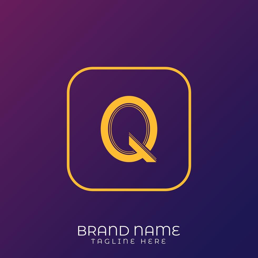 Q Letter initial logo template, alphabet with gradient background vector