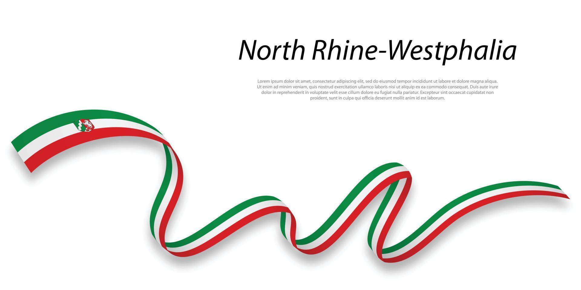 Waving ribbon or stripe with flag of North Rhine-Westphalia vector