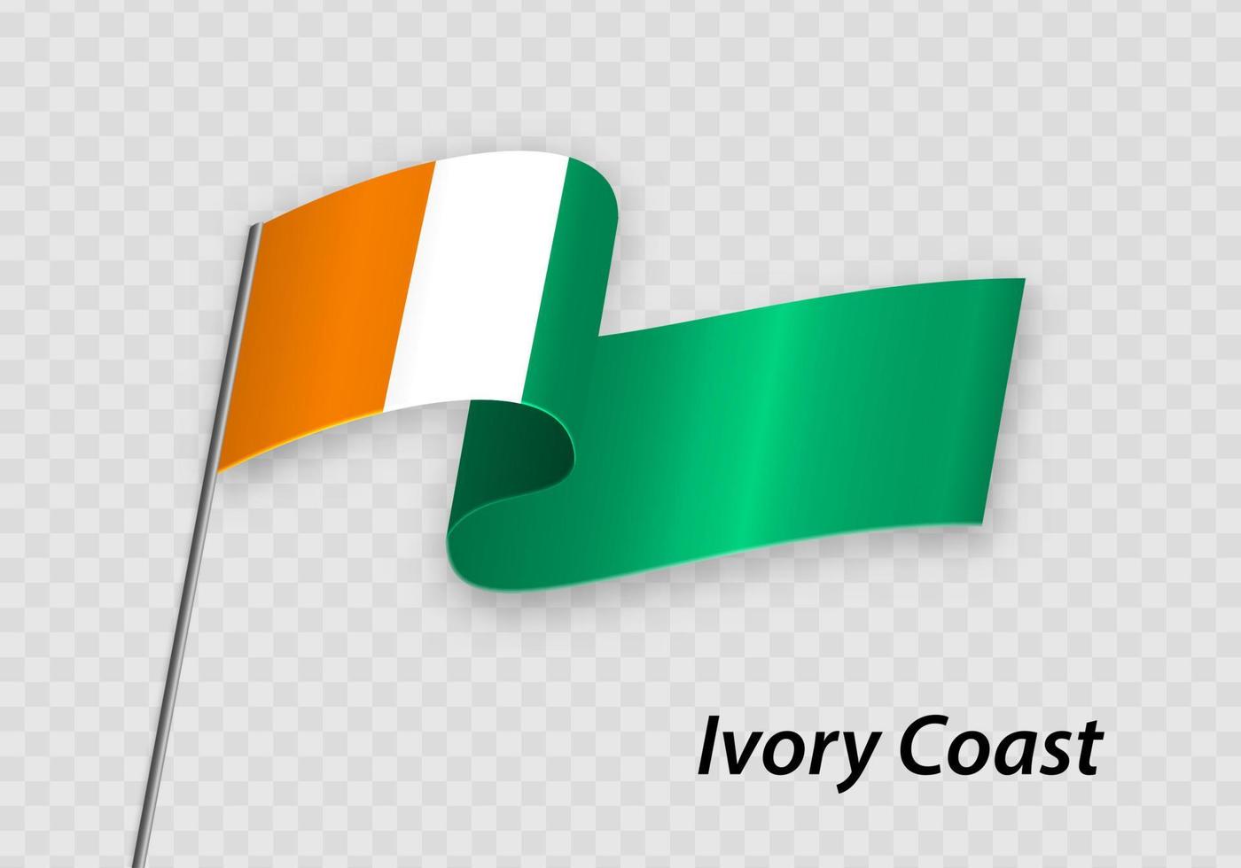 Waving flag of Ivory Coast on flagpole. Template for independence day vector