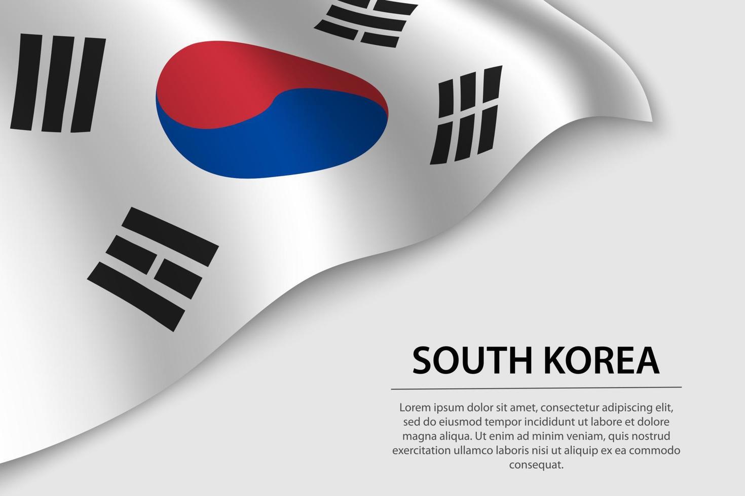 Wave flag of South Korea on white background. Banner or ribbon v vector