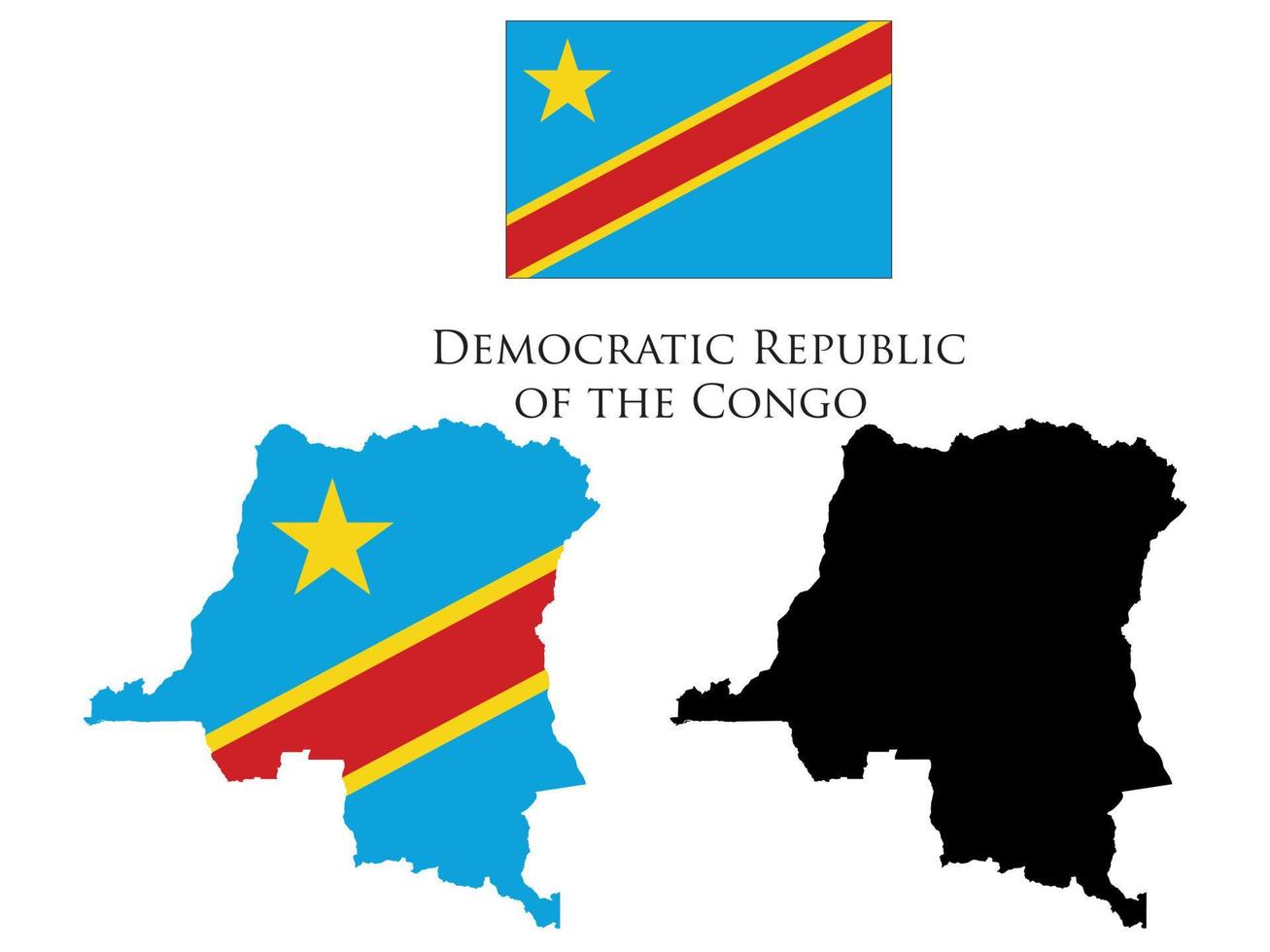 democratic republic of the congo flag and map illustration vector