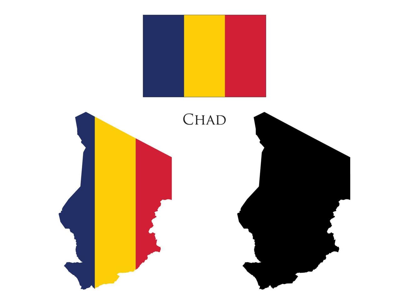 chad flag and map illustration vector