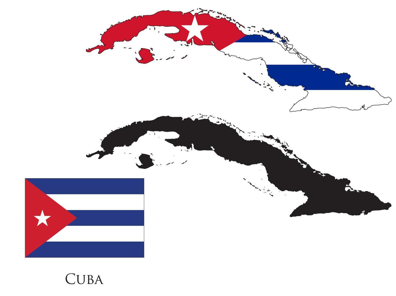 cuba flag and map illustration vector