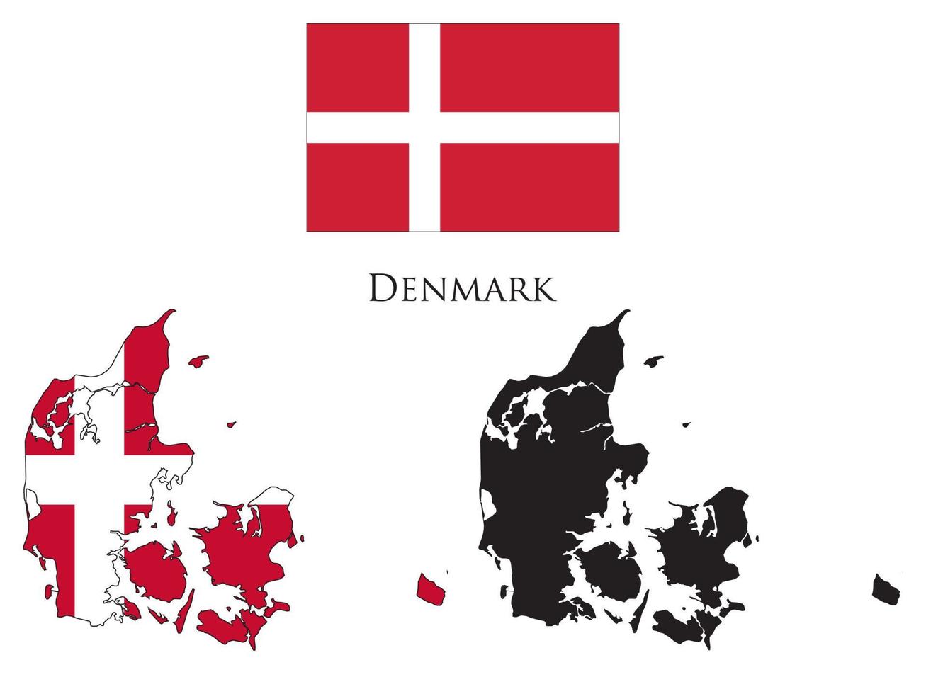 DENMARK flag and map illustration vector