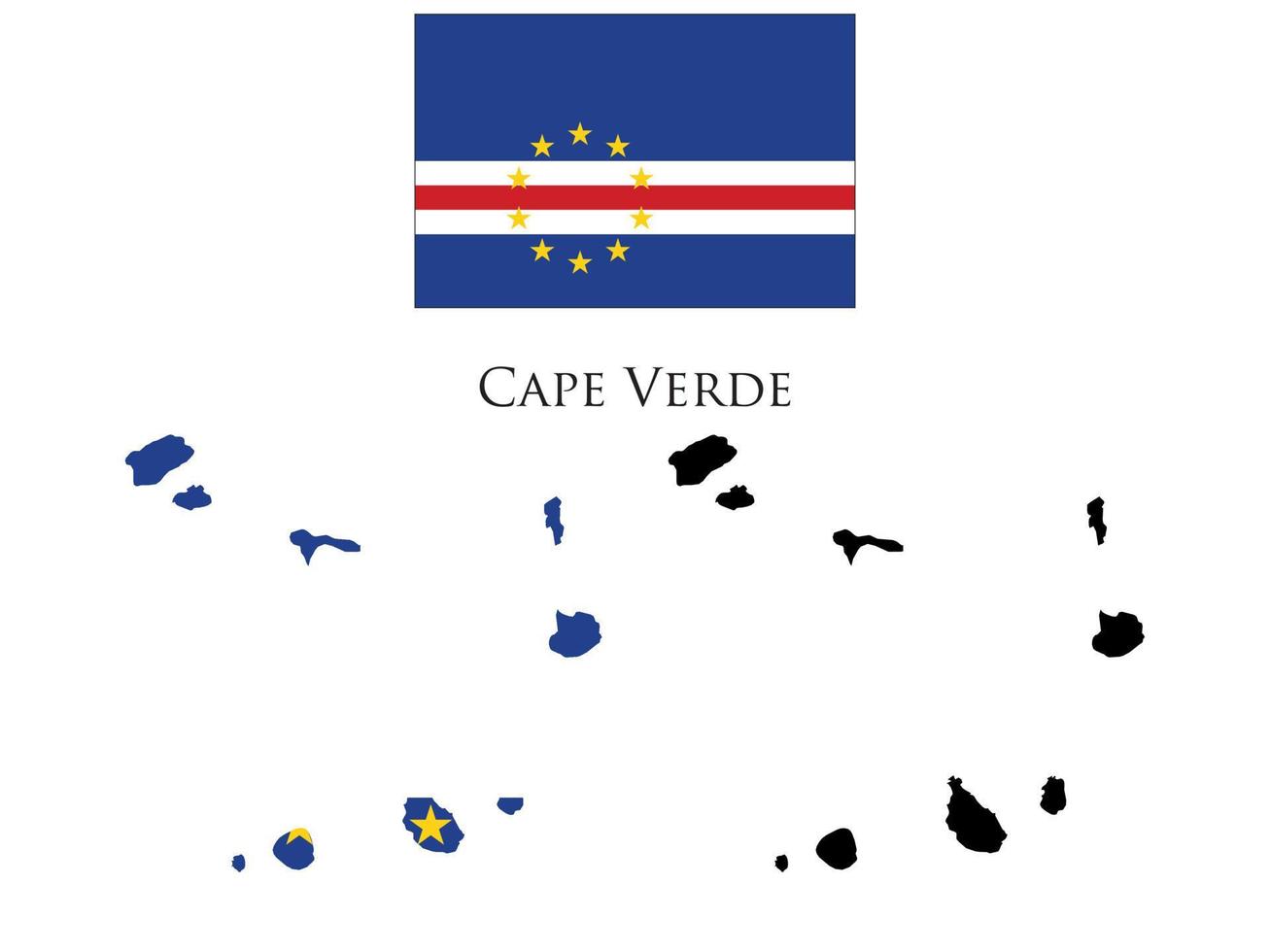 cape verde flag and map illustration vector