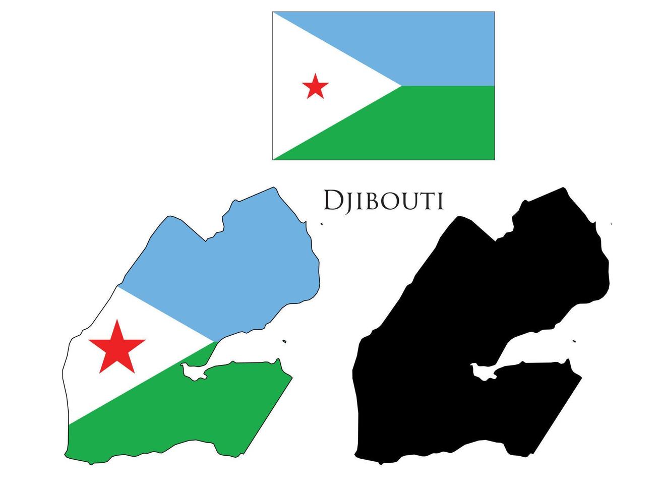 djibouti flag and map illustration vector