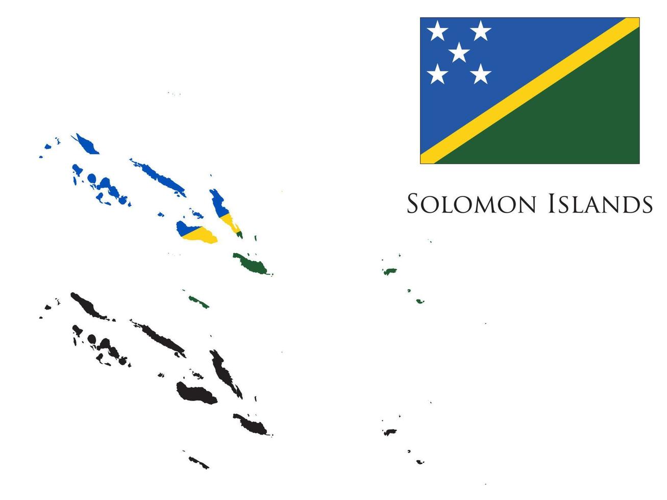 Solomon Islands flag and map illustration vector