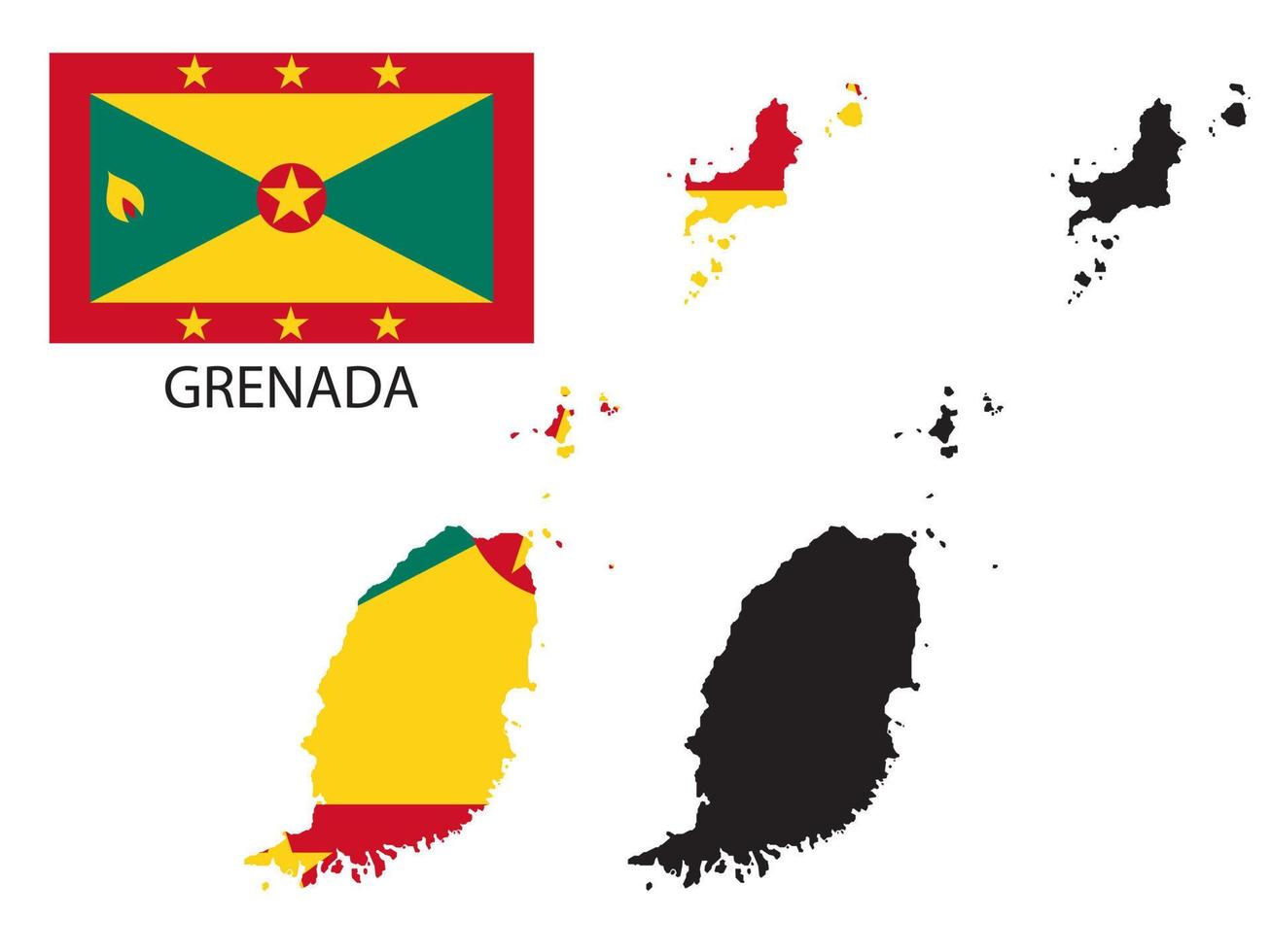 Granada bandera y mapa ilustración vector