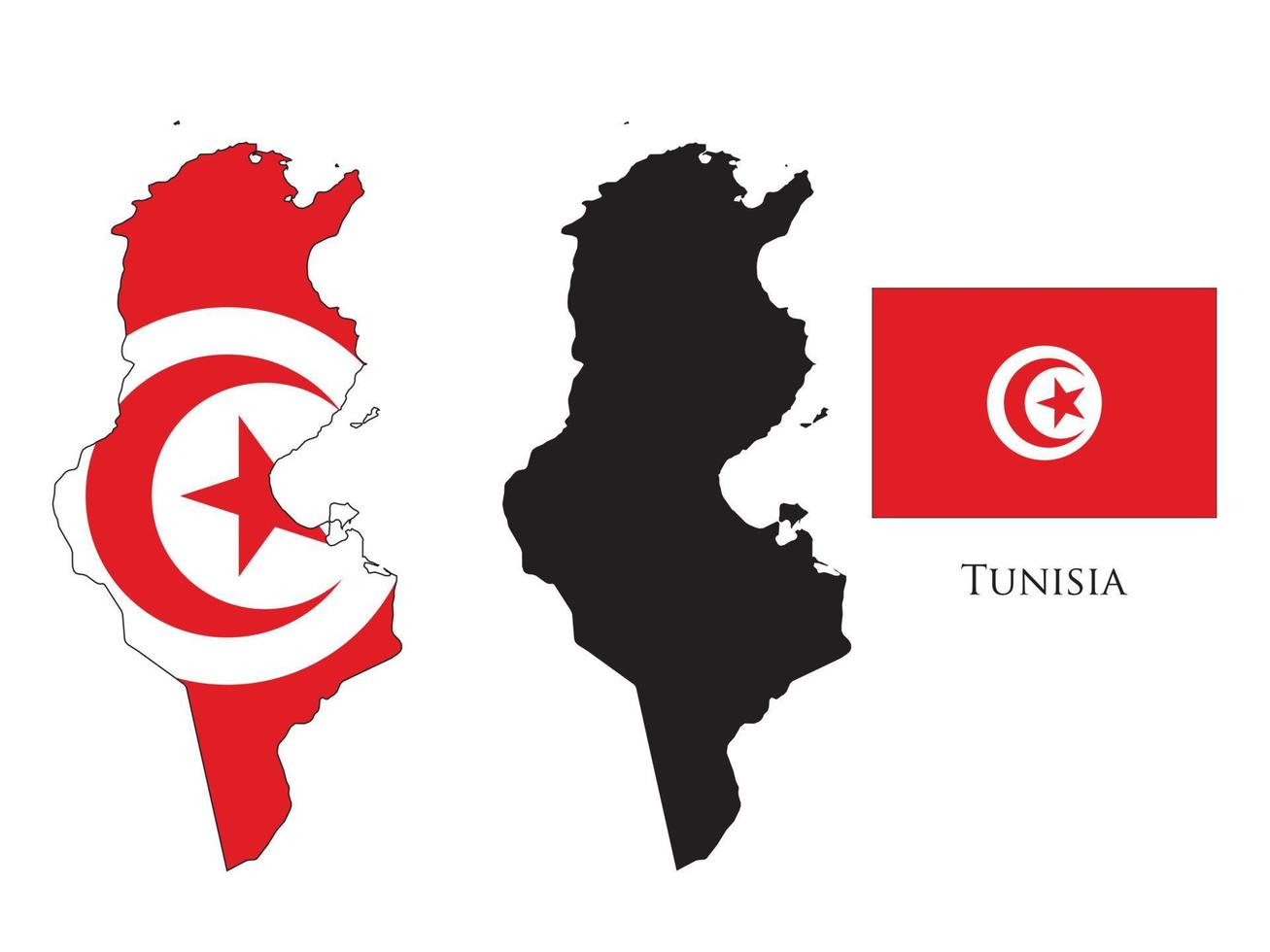 TUNISIA flag and map illustration vector