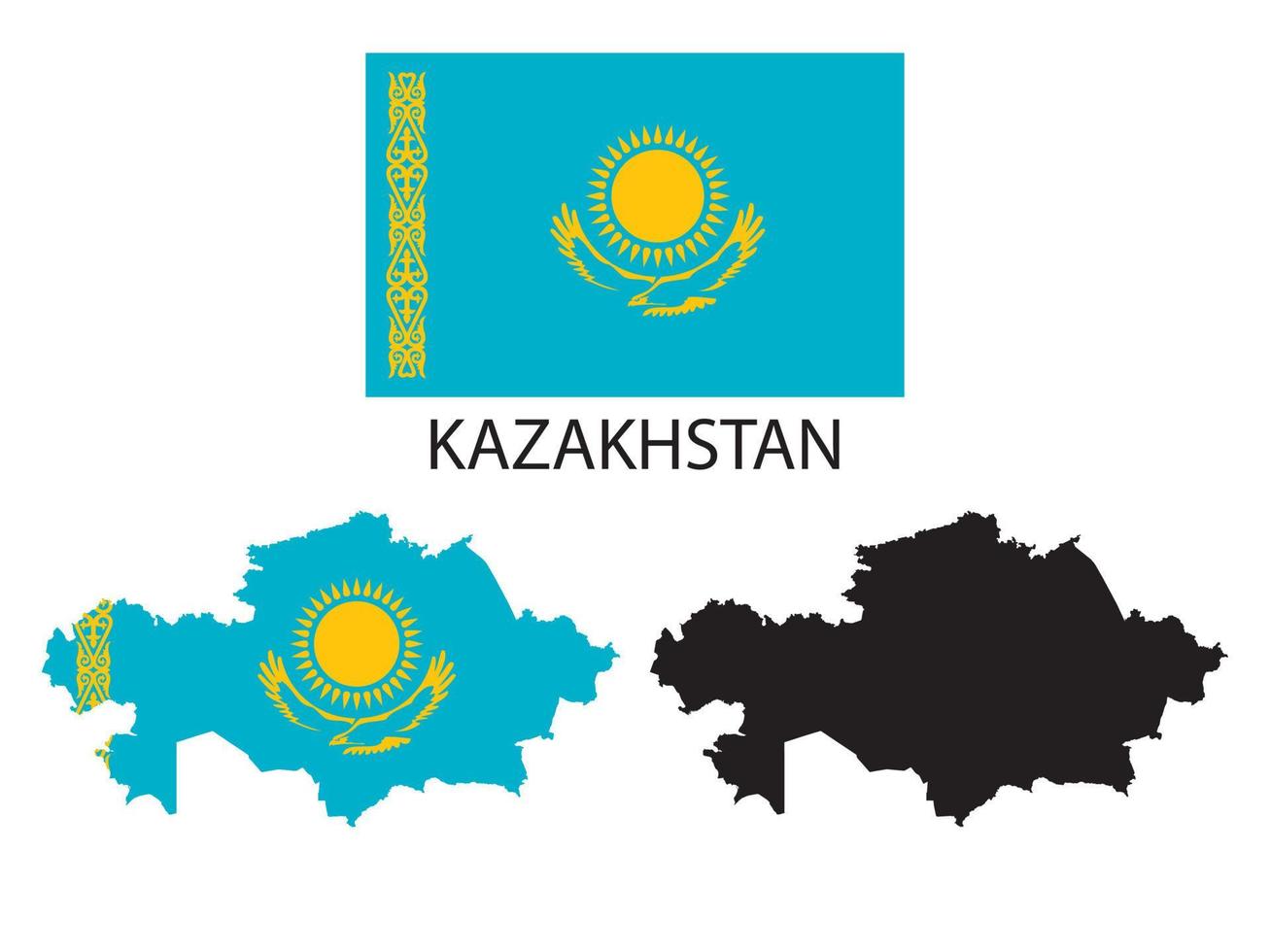 kazakhstan flag and map illustration vector