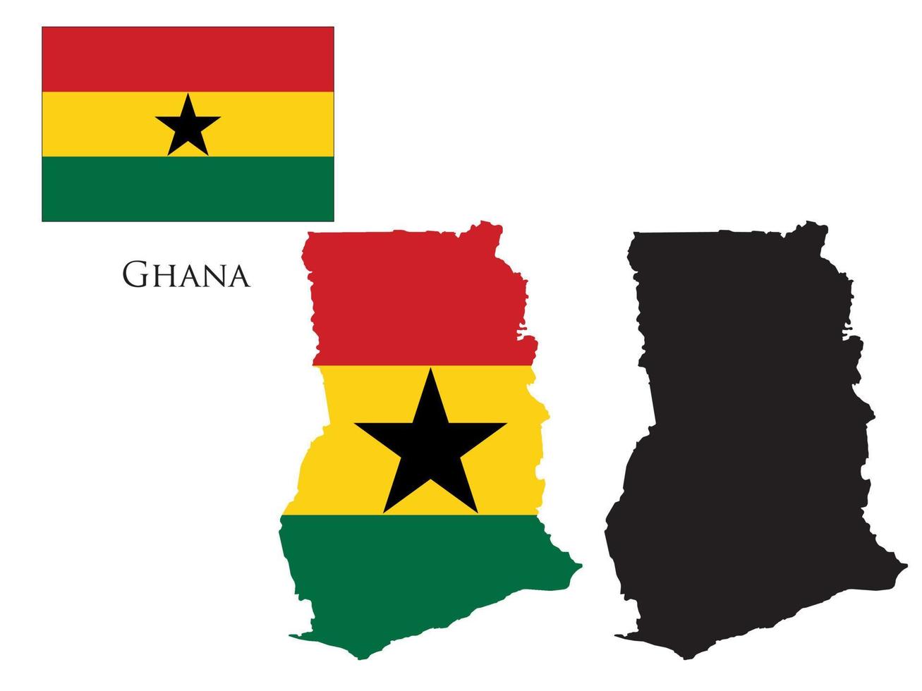 ghana flag and map illustration vector