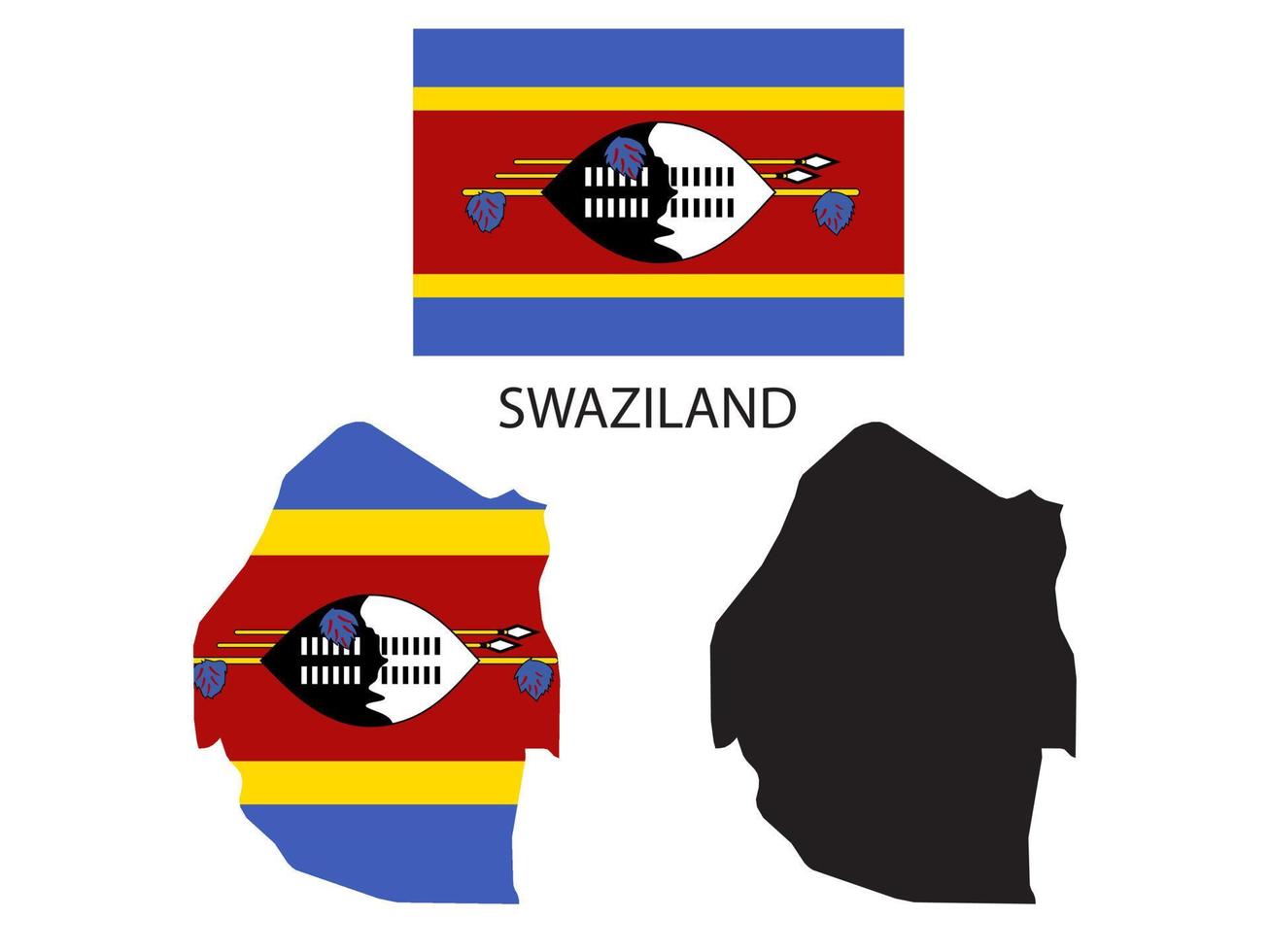 SWAZILAND flag and map illustration vector