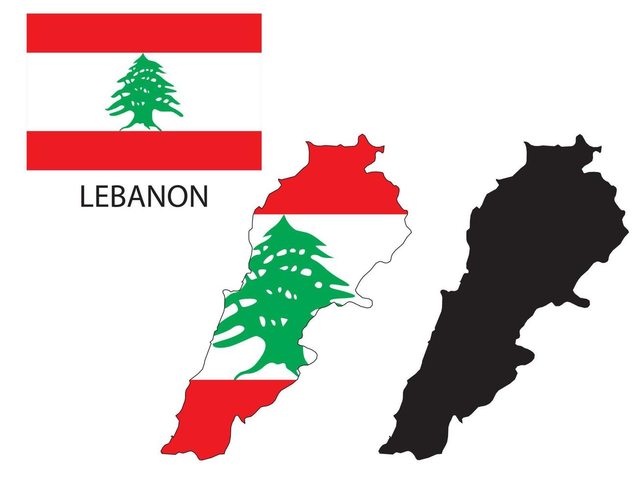 lebanon flag and map illustration vector