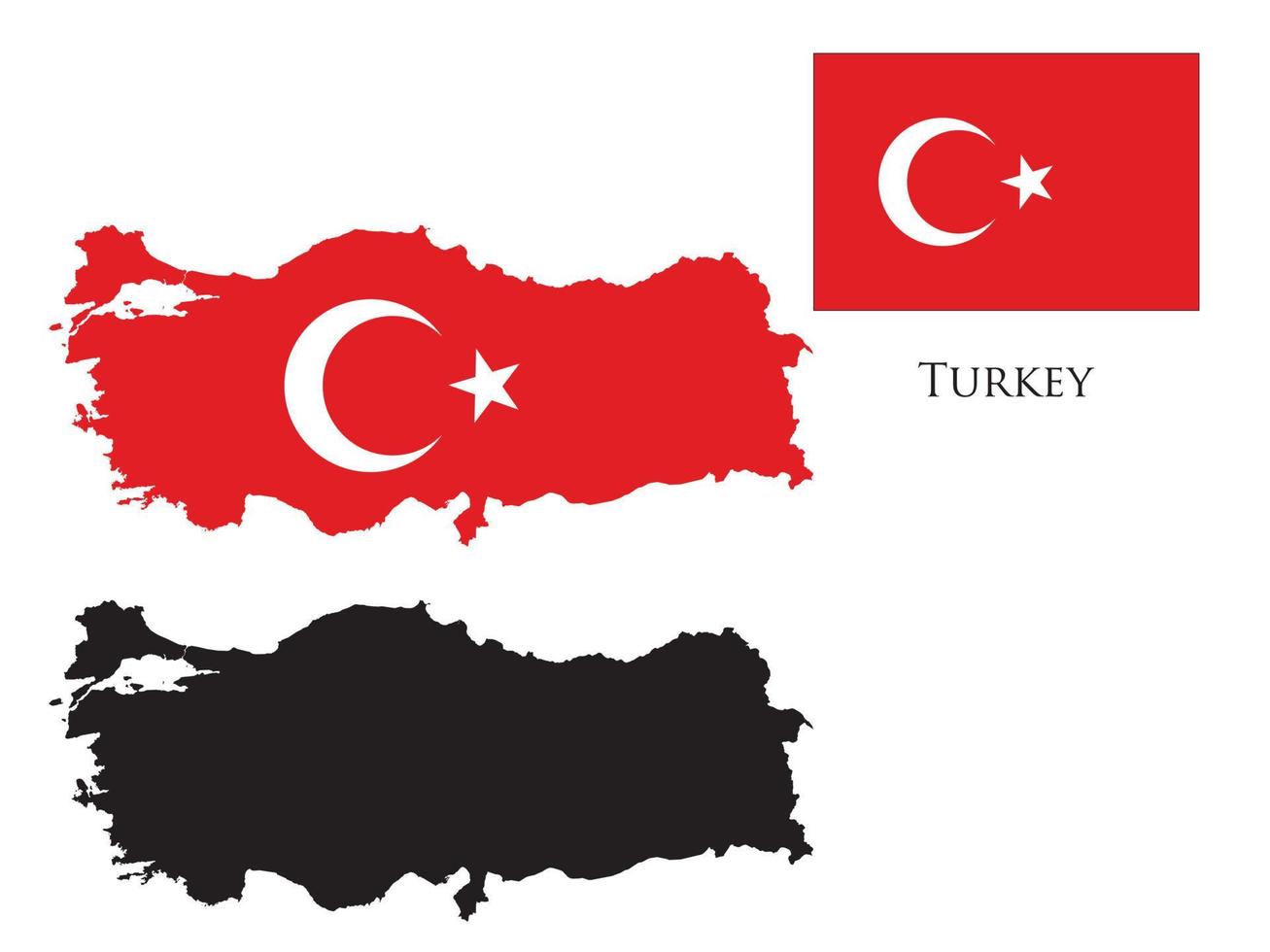 Turquía bandera y mapa ilustración vector