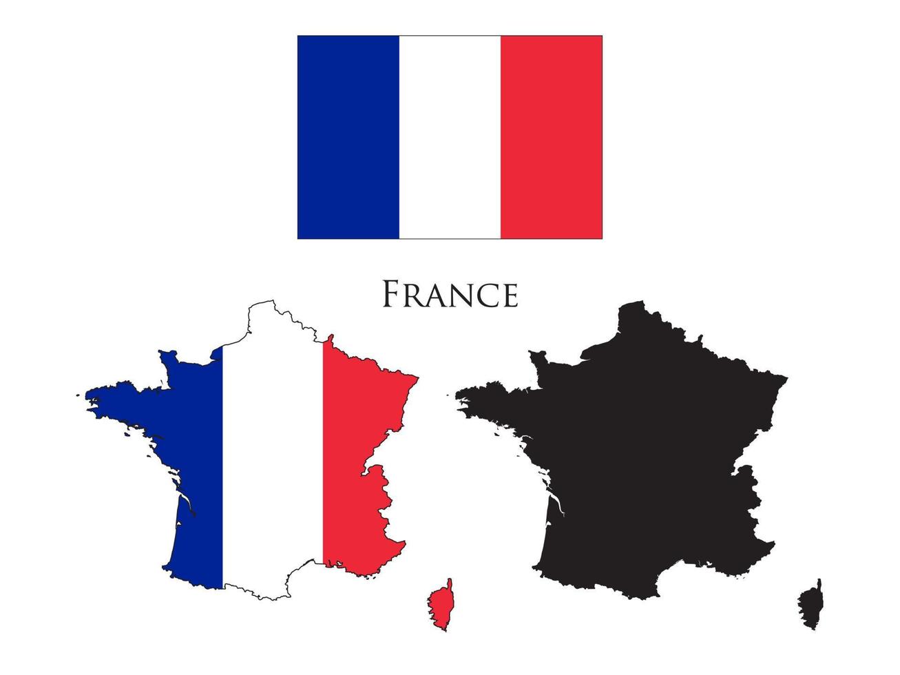 Francia bandera y mapa ilustración vector