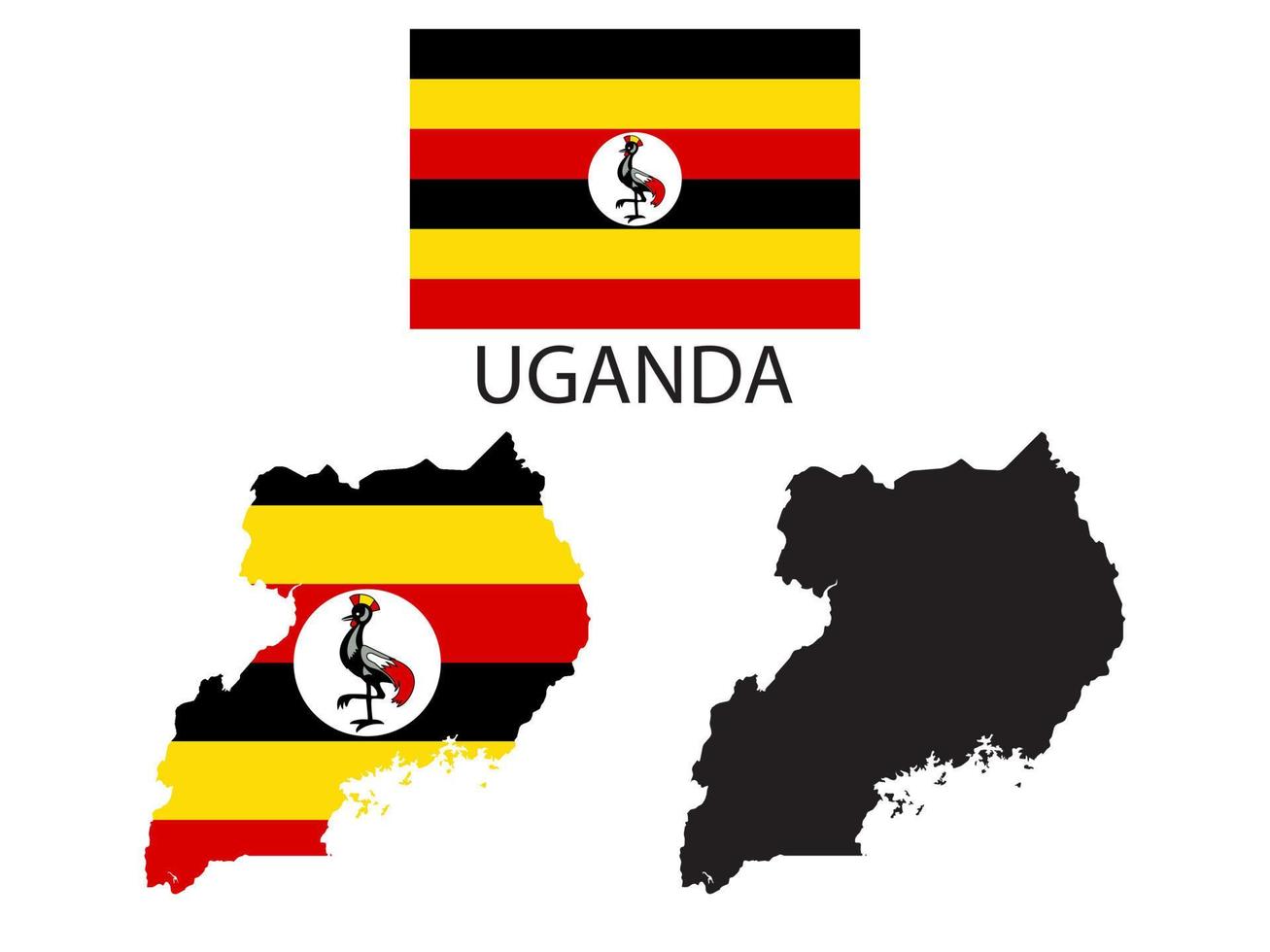 uganda flag and map illustration vector