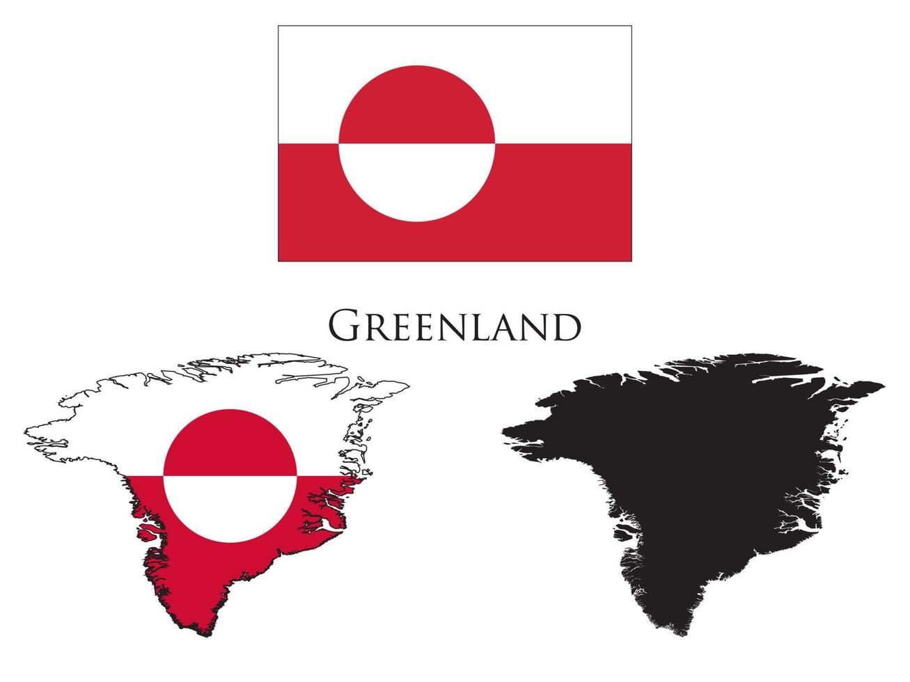 greenland flag and map illustration vector