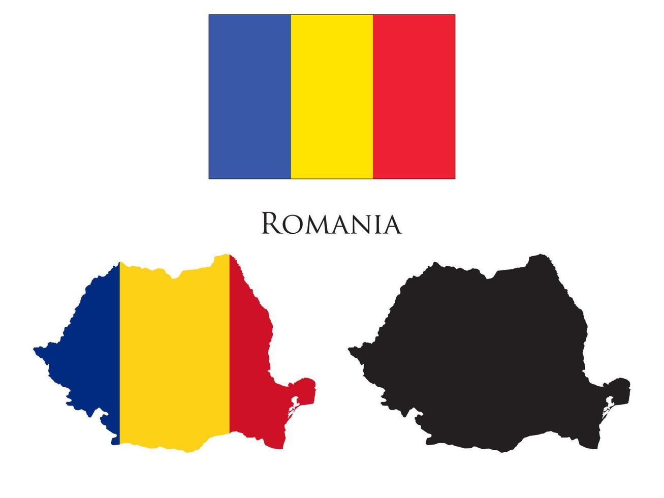 romania flag and map illustration vector