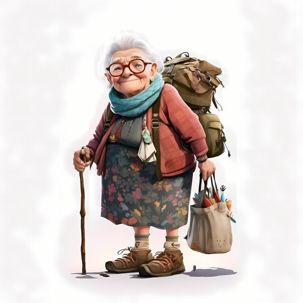 old woman character full body pose photo