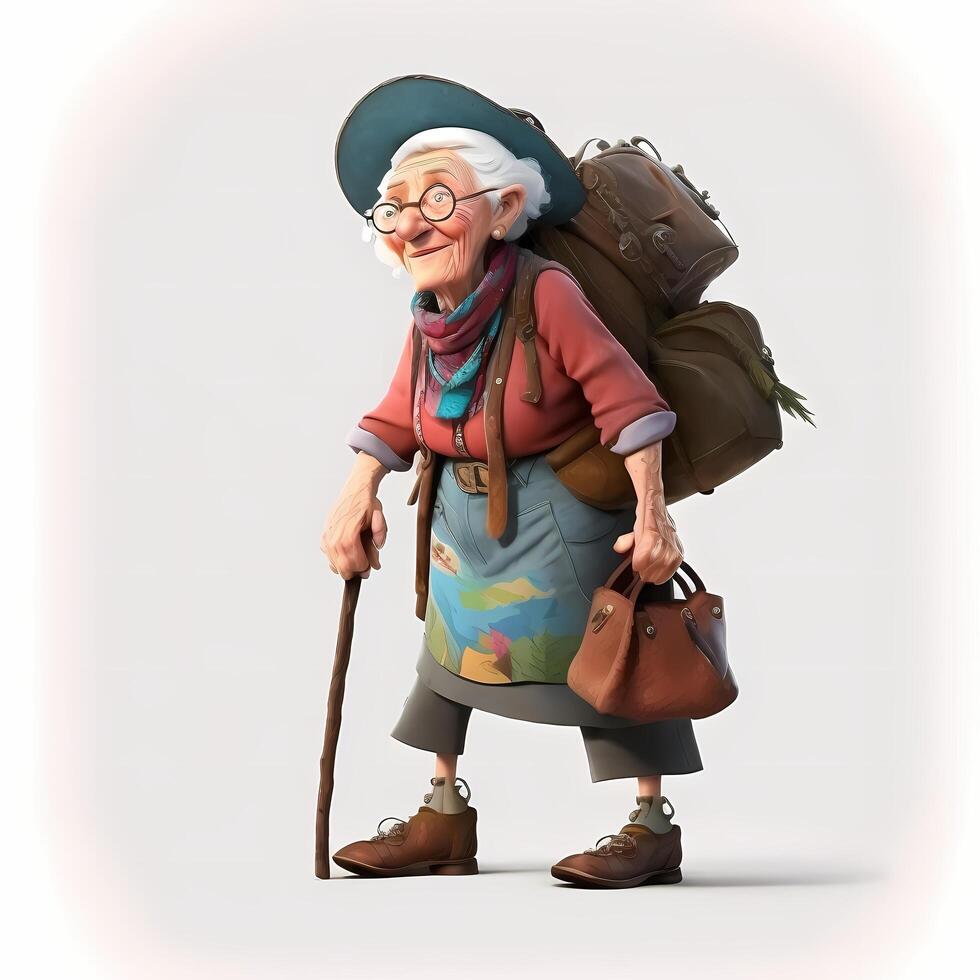 old woman character full body pose photo