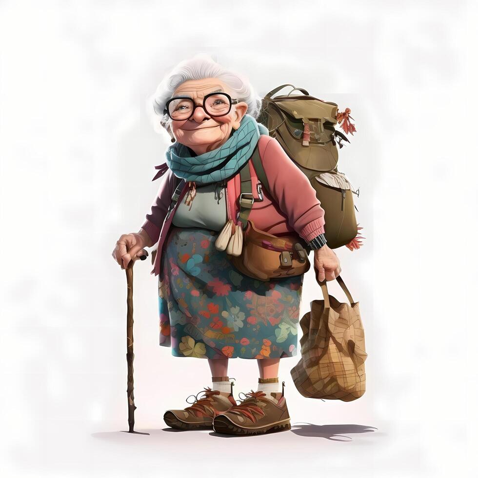 old woman character full body pose photo