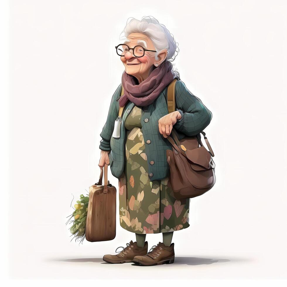 old woman character full body pose photo