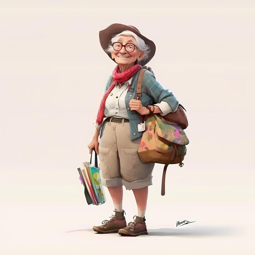 old woman character full body pose photo