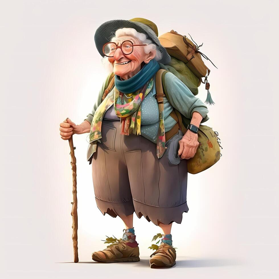 old woman character full body pose photo