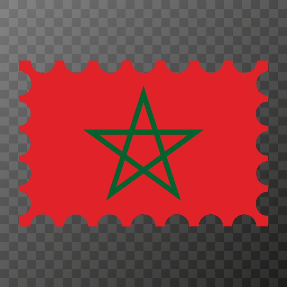 Postage stamp with Morocco flag. Vector illustration.