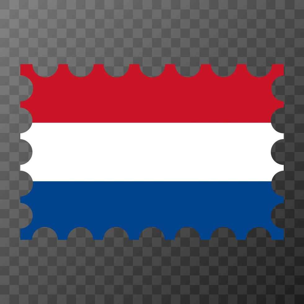 Postage stamp with Netherlands flag. Vector illustration.