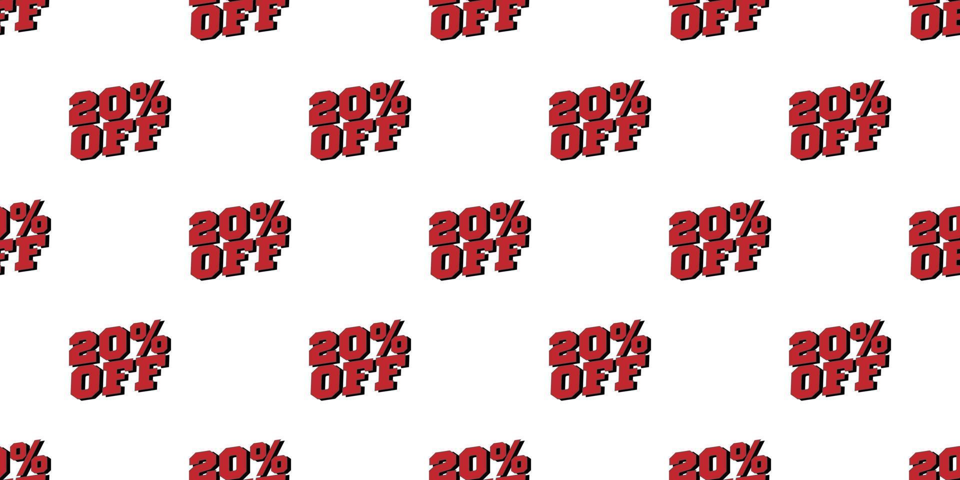 Sale 20 percent off banner pattern. Vector illustration.