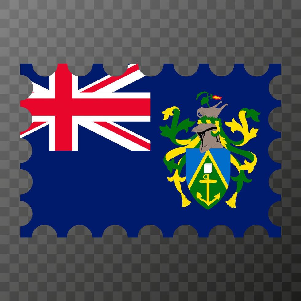 Postage stamp with Pitcairn Islands flag. Vector illustration.