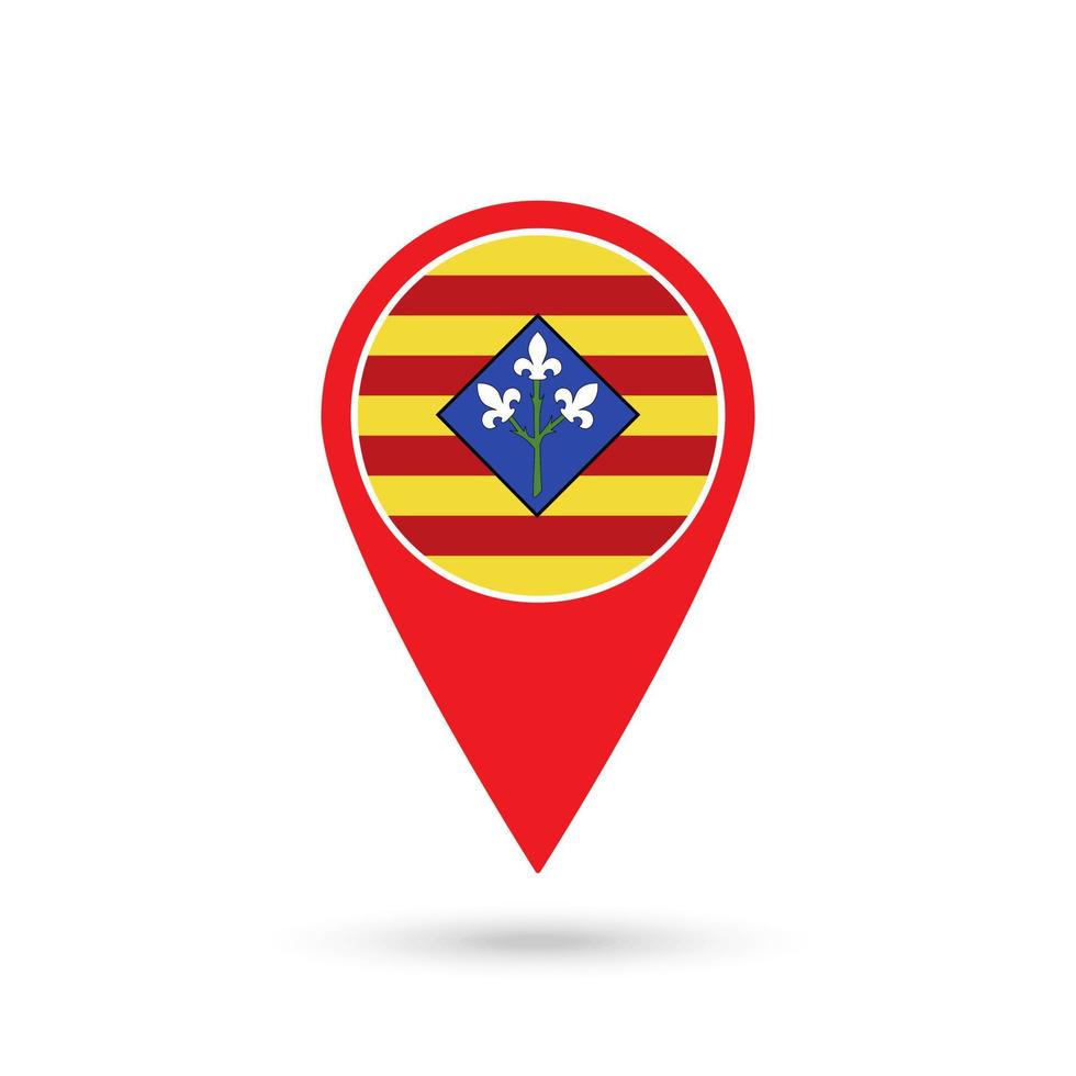 mapa puntero con lleida bandera, provincias de España. vector ilustración.