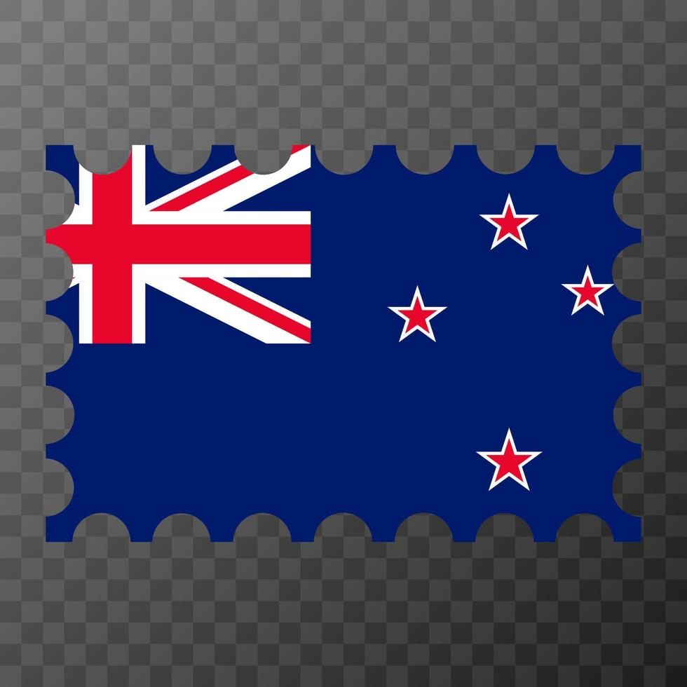 Postage stamp with New Zealand flag. Vector illustration.