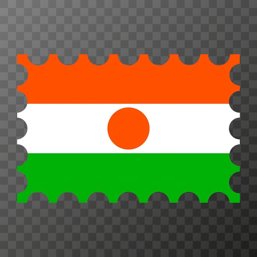 Postage stamp with Niger flag. Vector illustration.