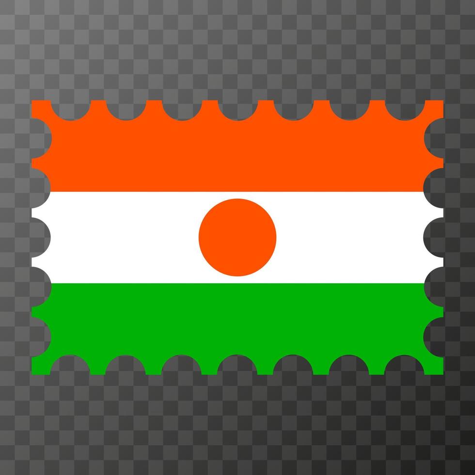 Postage stamp with Niger flag. Vector illustration.