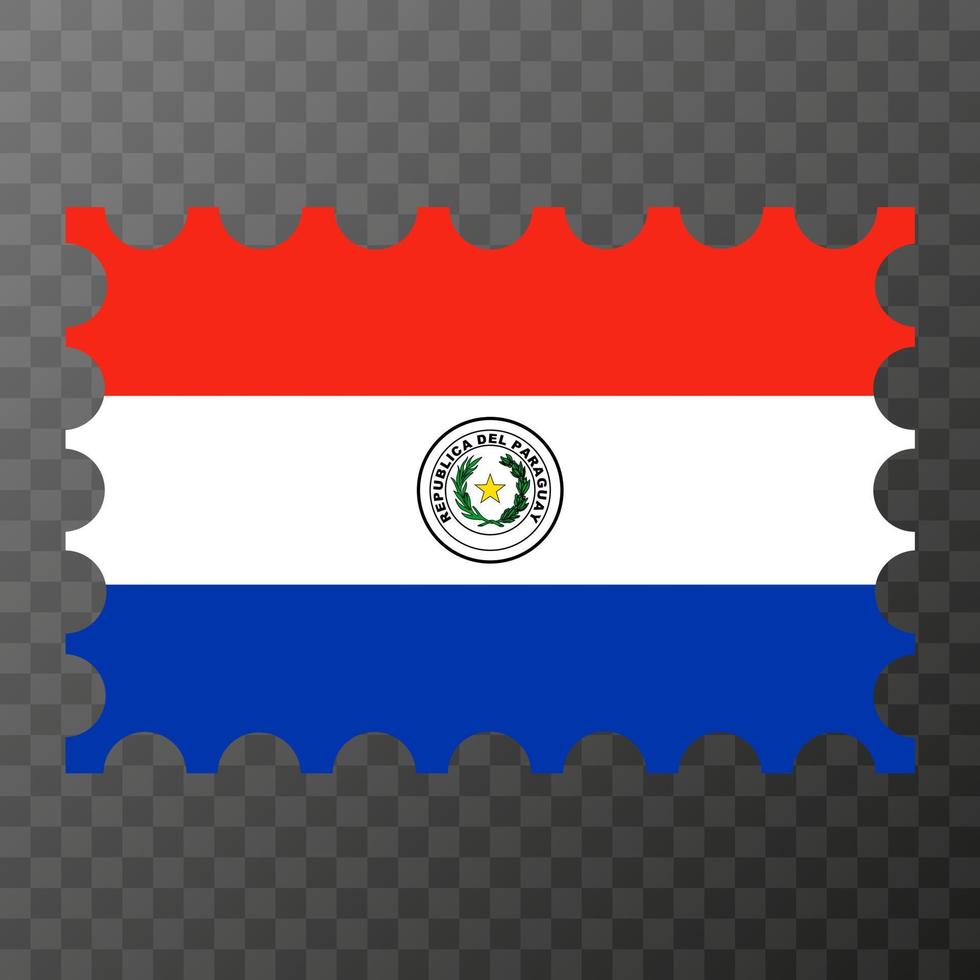 Postage stamp with Paraguay flag. Vector illustration.