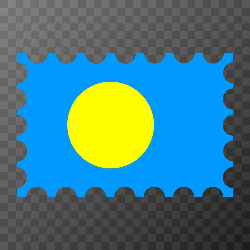 Postage stamp with Palau flag. Vector illustration.