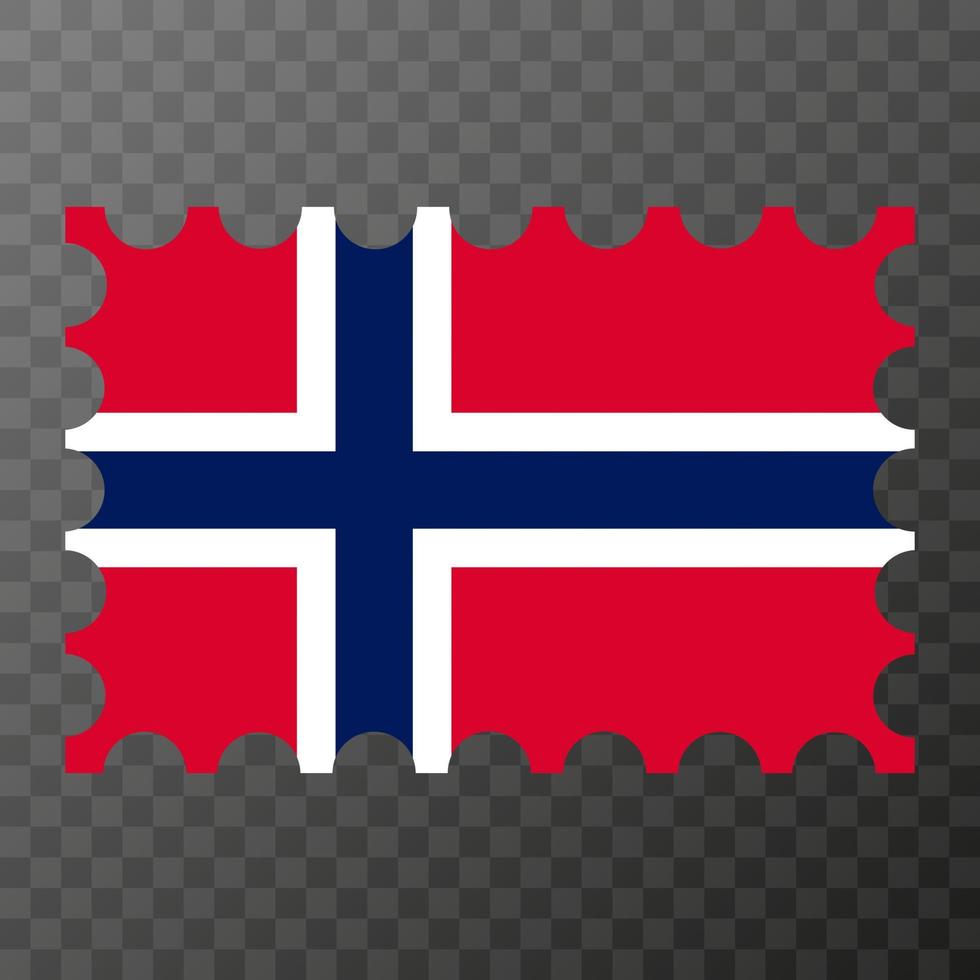 Postage stamp with Norway flag. Vector illustration.