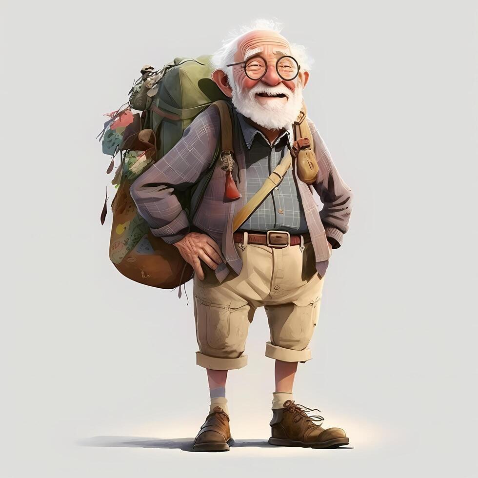 old man character full body pose photo