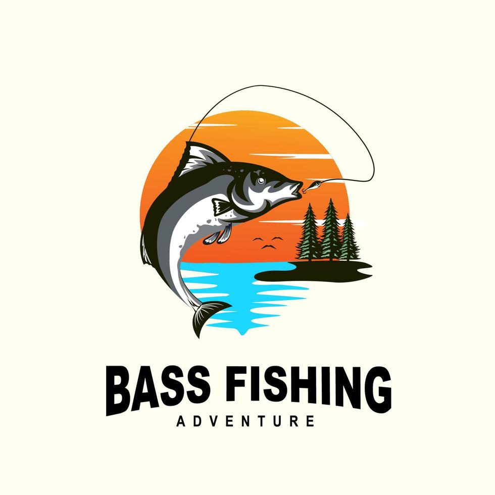 Ilustración de vector de plantilla de diseño de logotipo de aventura de pesca