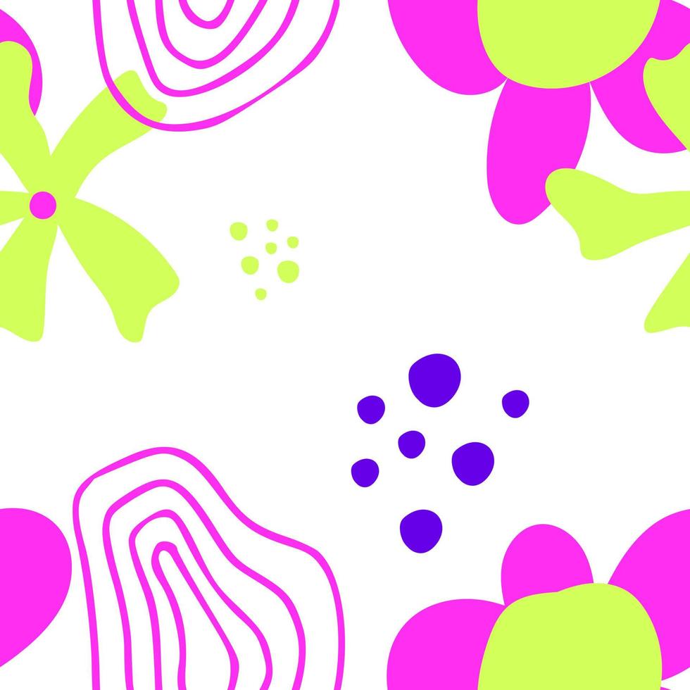 Abstract summer seamless pattern with flowers. Geometry simple floral background vector