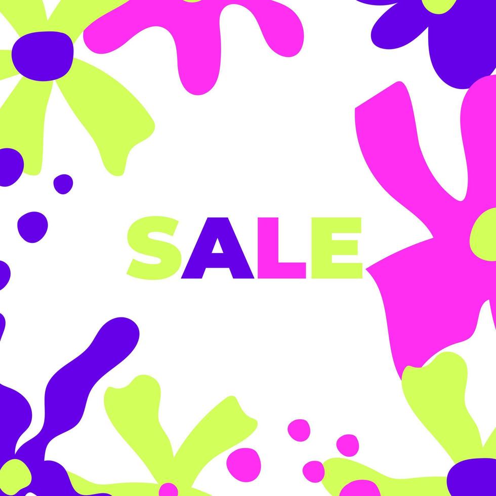 Summer Sale banner with abstract tropical leaves and minimal flowers. Design templates for sale, advertising, promo events. Minimalist and modern style vector