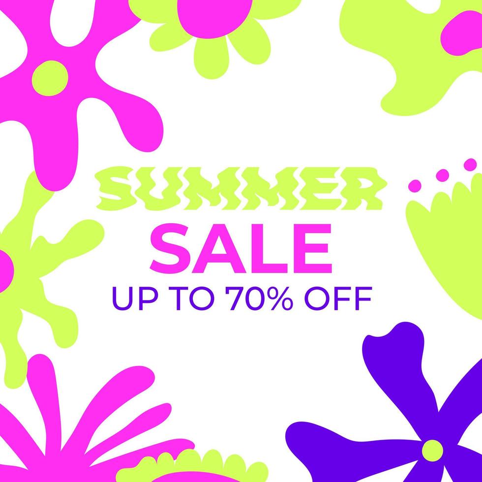 Summer Sale banner with abstract tropical leaves and minimal flowers. Design templates for sale, advertising, promo events. Minimalist and modern style vector