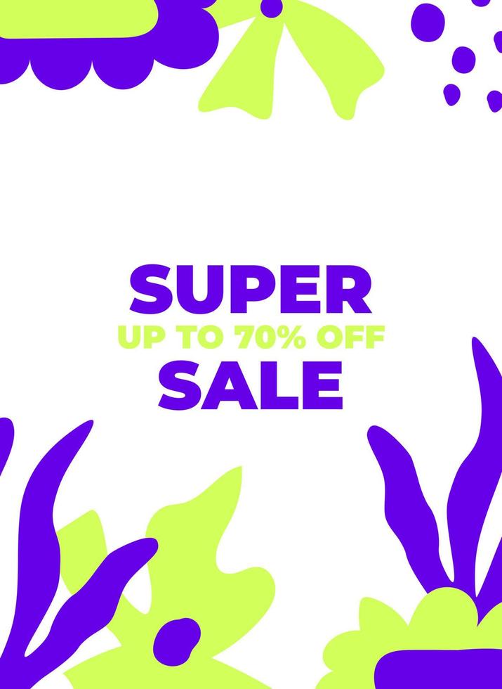 Flyer with abstract tropical leaves and minimal flowers. Design templates for sale, advertising, promo events. Minimalist and modern style. Advertising flyer vector