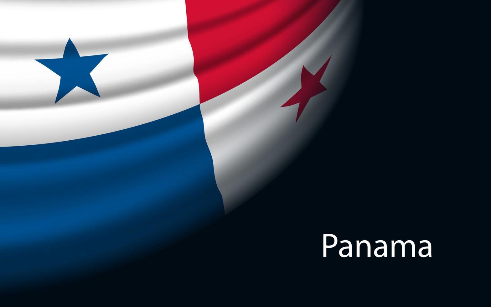 Wave flag of Panama on dark background. vector